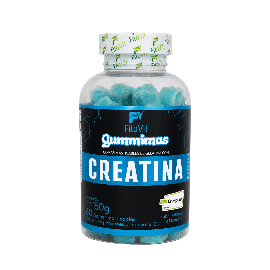 Gomas Masticables de Creatina FitoVit – Sabor Mora Azul para Energía y Rendimiento