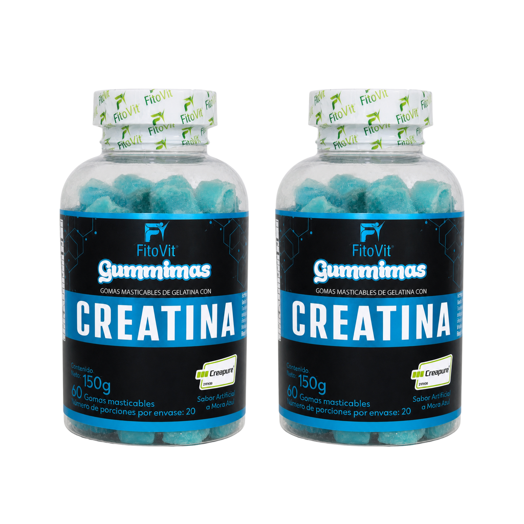 Gomas Masticables de Creatina FitoVit – Sabor Mora Azul para Energía y Rendimiento