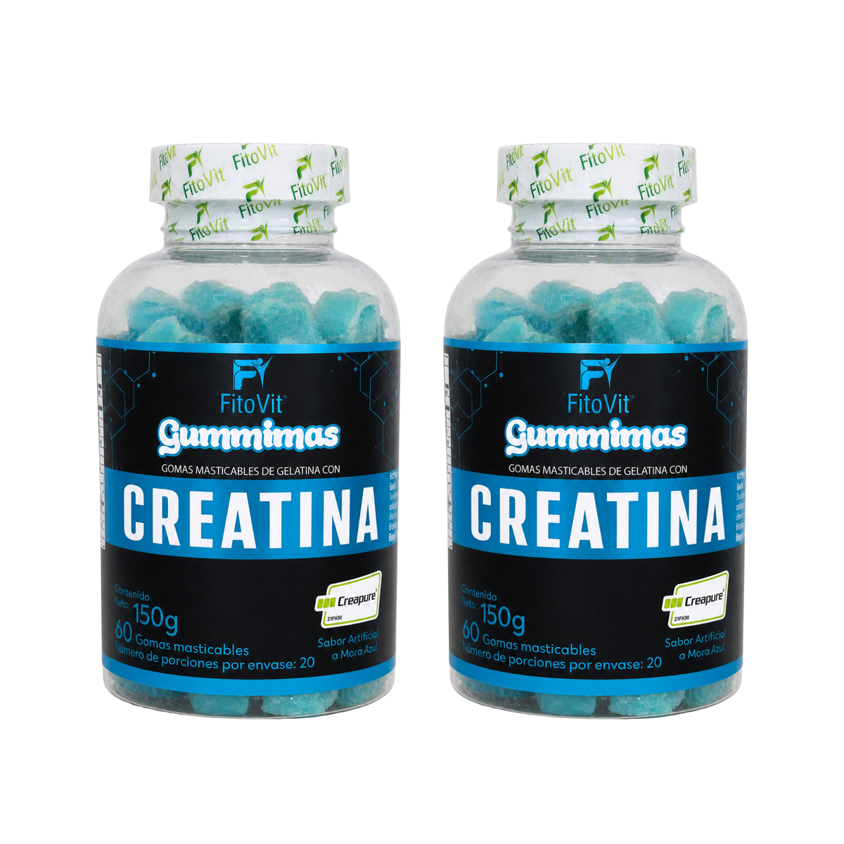 Gomas Masticables de Creatina FitoVit – Sabor Mora Azul para Energía y Rendimiento