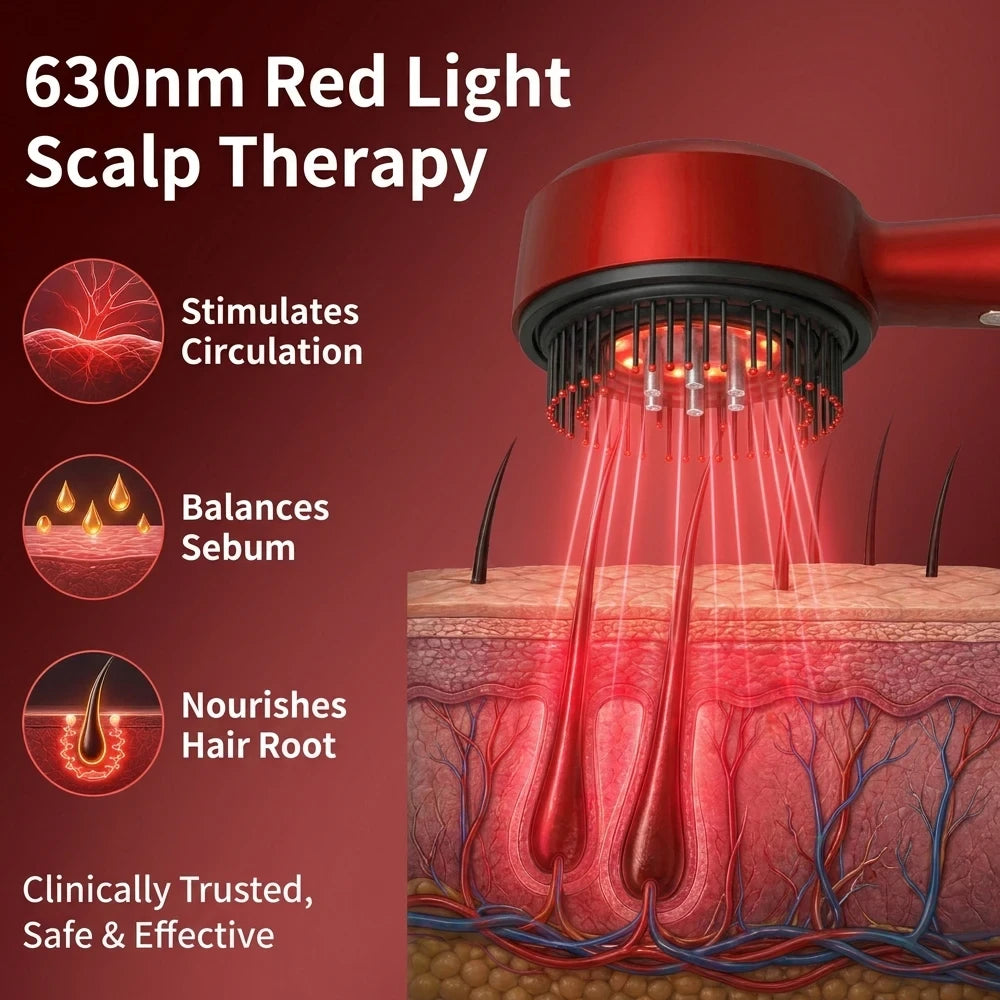 Masajeador Capilar Eléctrico 3 en 1 con Difusor y Terapia de Luz Roja