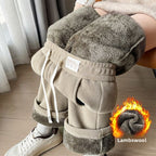 Pantalón Abrigado con Forro Polar – Pierna Ancha, Tiro Alto y Textura de Chenilla