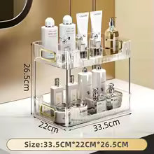 Estante Cosmetiquero Acrílico EM-1 – Organizador de Dos Niveles para Tocador
