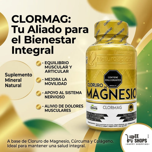 Cloruro de Magnesio CLORMAG x100 Tabletas – Salud Muscular, Articular y Nerviosa